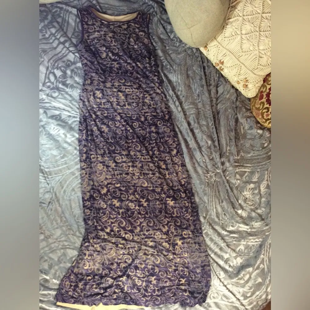 Y2K Rampage Sleeveless Floral Purple & Tan Maxi Dress Large - Image 14