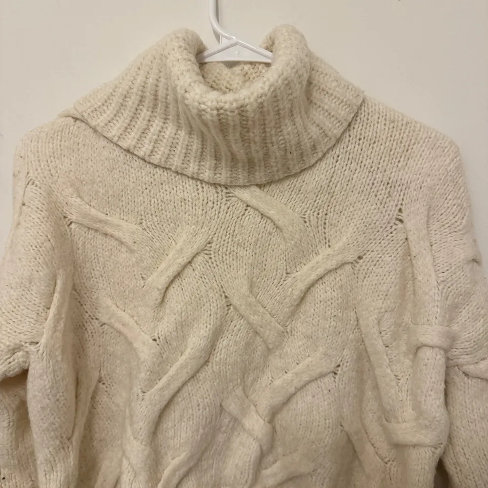Madewell Somervell Modern Cable knit Turtleneck Sweater Size XS wool Oversized - Image 3