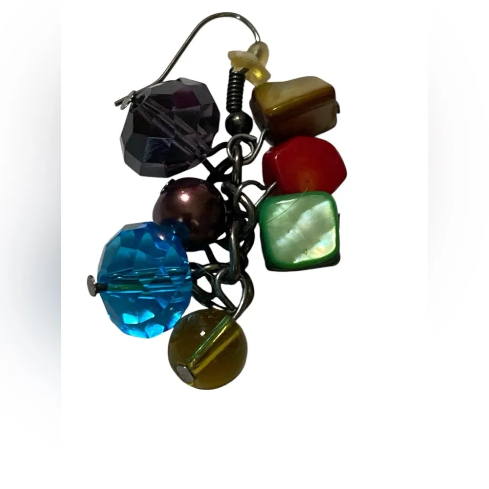 Vintage Seaside Colorful Bead Dangle, Crystal, Mother of Pearl, Pearls and Coral - Image 3