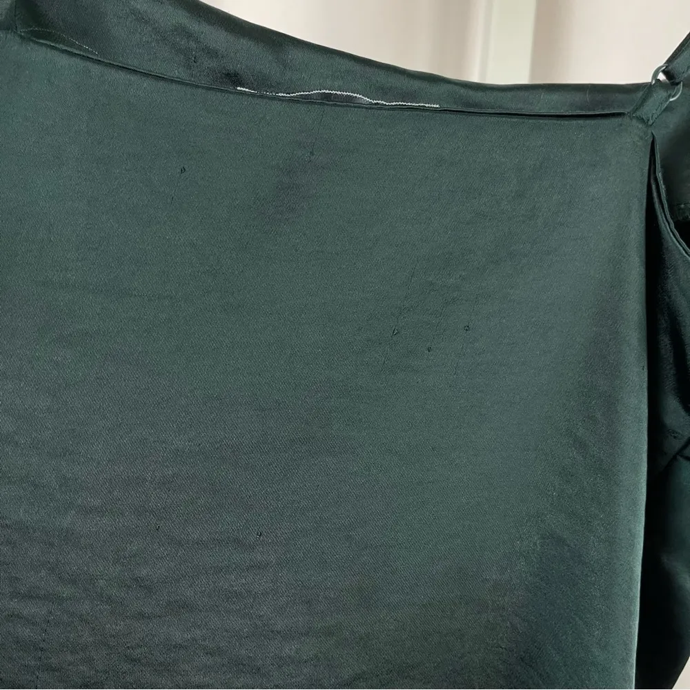 Kendall & Kylie XS Deep Green Silk Slip Slit Mini Dress Square Neckline - Image 6