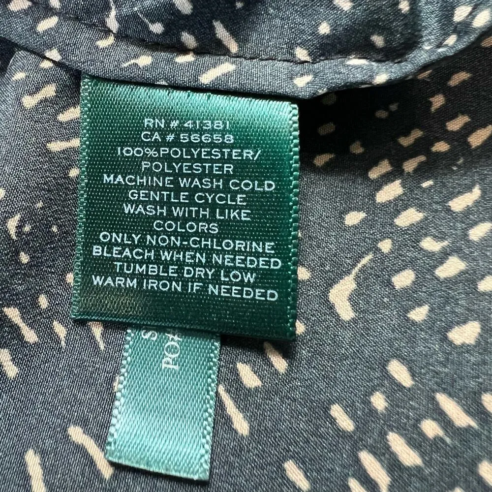 Lauren Ralph Lauren Women's XL Blouse Black Gold Tunic Sleek Silky - Image 3