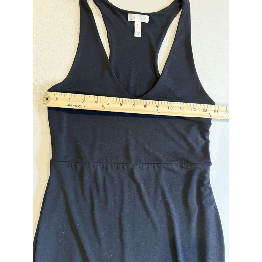 Leith Midi Dress Womens Small Black Sleeveless Stretch Body Con Travel Vacation - Image 5