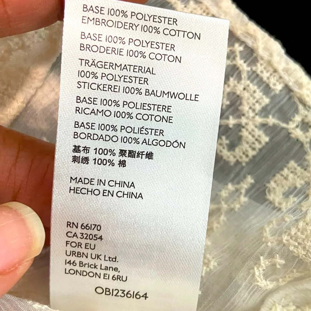 NWOT American Eagle Cream Asymmetrical Tie Front Blouse with Bib Collar - Image 3