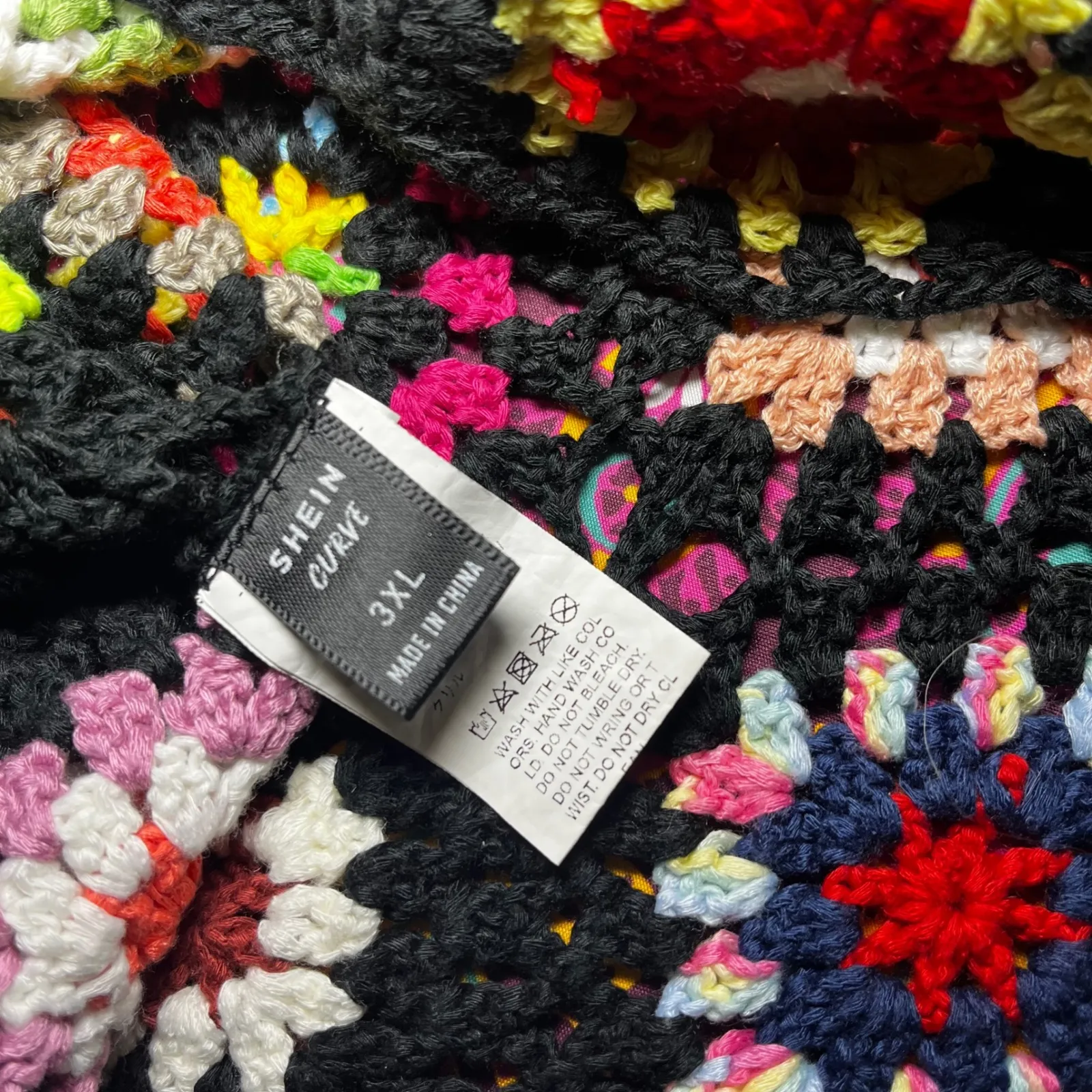 Crochet Granny Square Crop Top Multi Color Boho Festival Sleeveless Tank 3XL Black Size undefined - Image 4