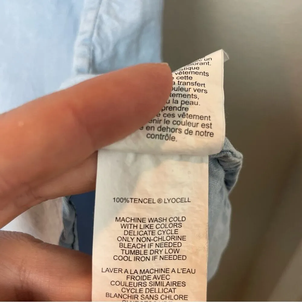 C&C CALIFORNIA Light Blue Tencel Denim Button Up Dress Size M - Image 6