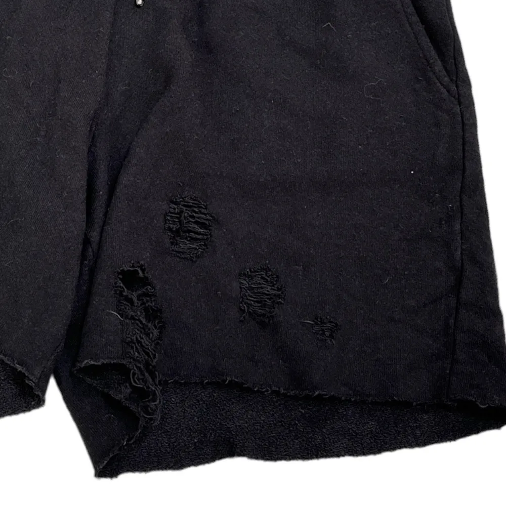 N: Philanthropy Distressed Cutoff Sweatpants Black Size Small - Image 4