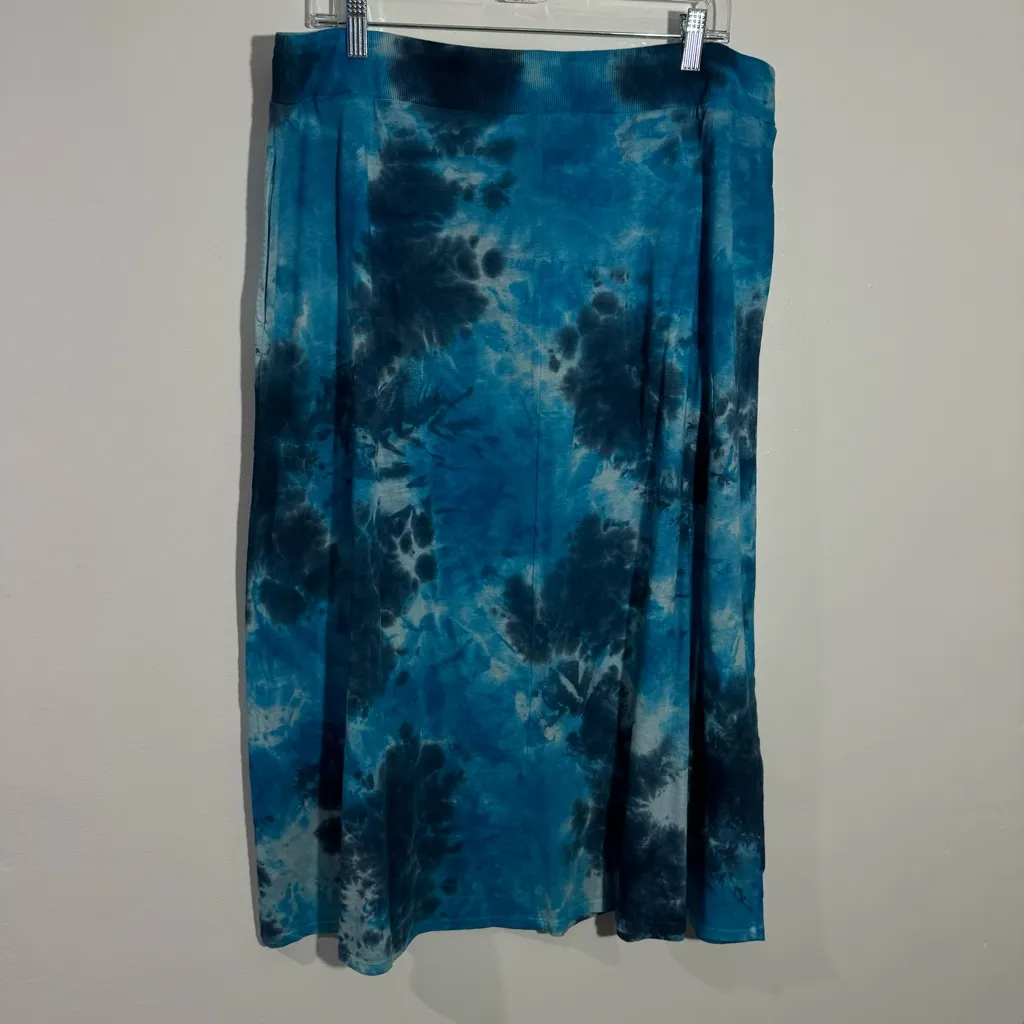NWT LOGO by Lori Goldstein Benni‎ Beach to Street Tie-Dye Midi Skirt Size Large - Image 3