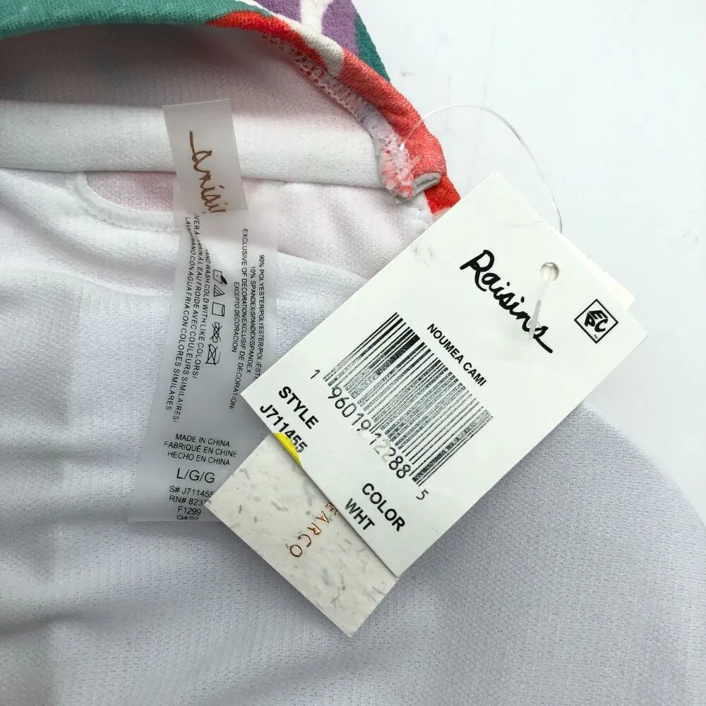 Raisins Womens Tropical Print Strappy Tankini Swim Top Pink Green Size L - Image 5