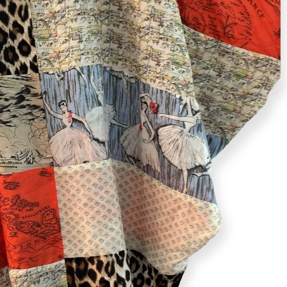 ANTHROPOLOGIE L.P.O. Laurence Maheo Silk Patchwork Tunic Dress Top Size M/L - Image 6