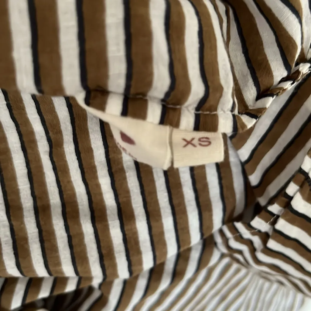 Alix of Bohemia Women's Kitsey Stripe Cotton Shirt XS Brown - Image 6