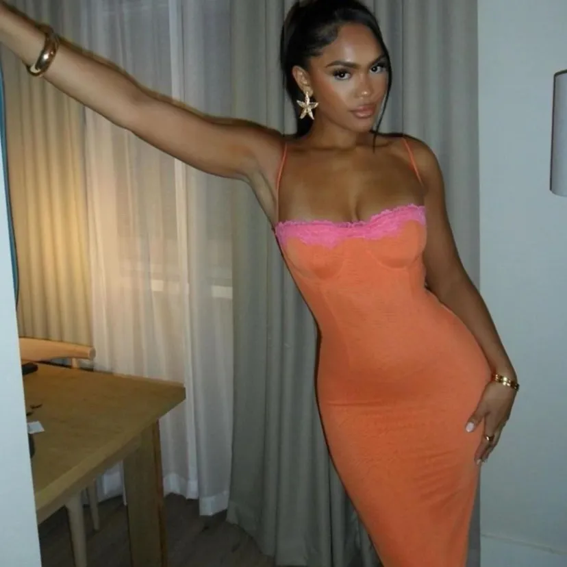 HOUSE OF CB 'Aiza' Flame‎ Orange Maxi Dress NWOT size XS - Image 4