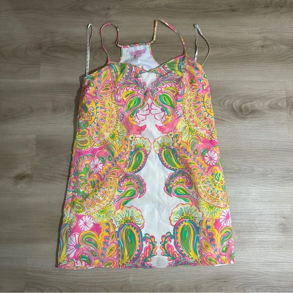 Lilly Pulitzer Dusk Hotty Pink Double Trouble Engineered‎ Silk Slip Dress Small - Image 10