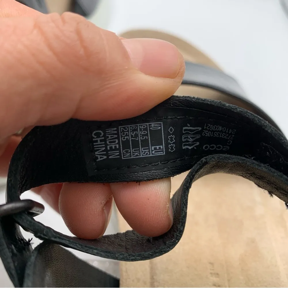 NWB ECCO Flowt Wedge Cork Sandal Women's size 40 US 9-9.5 black leather 1949 - Image 10