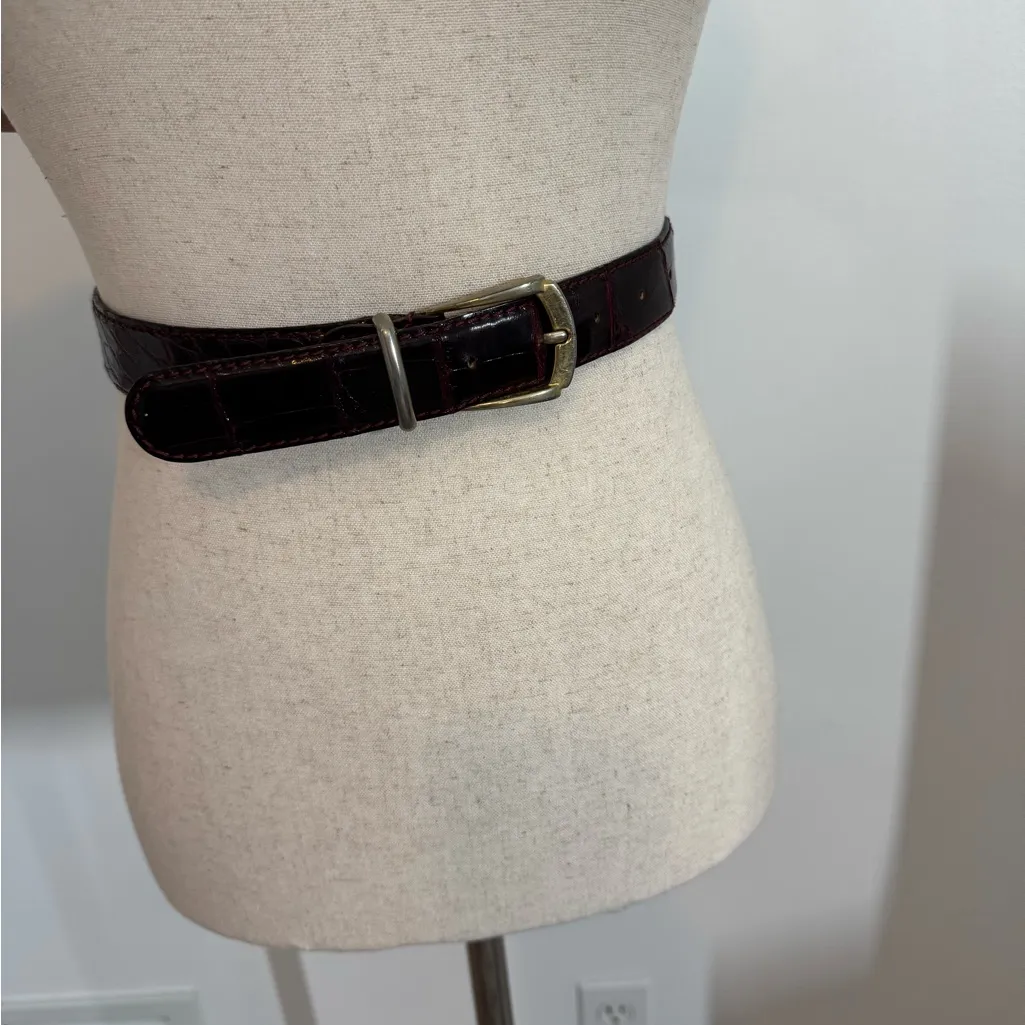 genuine alligator belt burgundy - Image 2