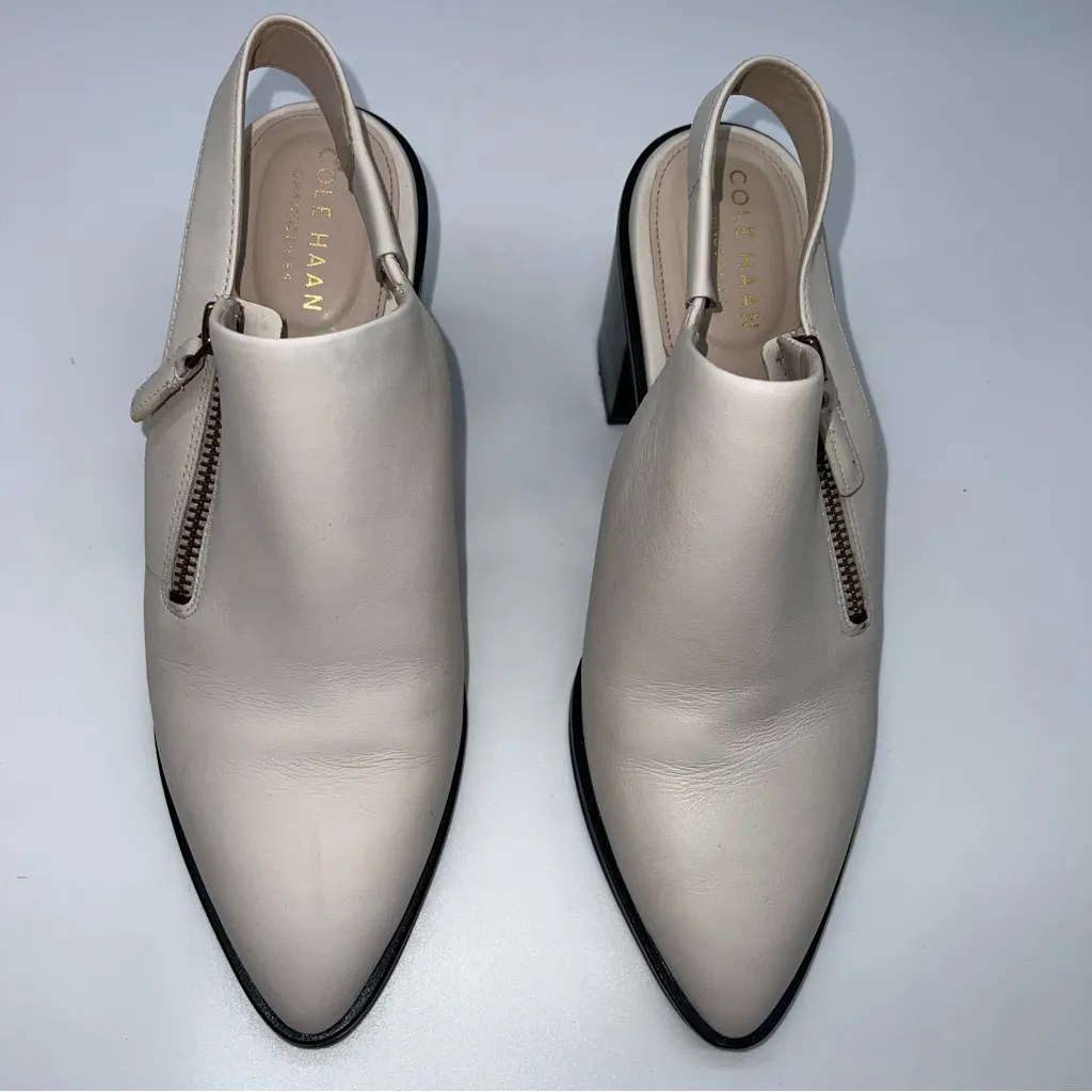 Cole Haan Women’s Off-White/Cream Slingback Leather Mules w/3” Block Heel-Size 7 - Image 4
