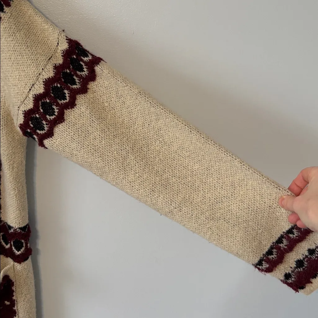 MAX Sport Embroidered Knit Embroidered Longline Cardigan M Boho Western Cowboy Red Size M - Image 10