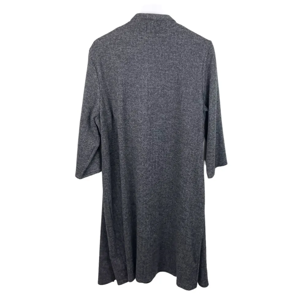 NEW Connected Apparel Plus Size Dark Grey Ribbed Knit Dress Mock Jacket Size 20W - Image 2
