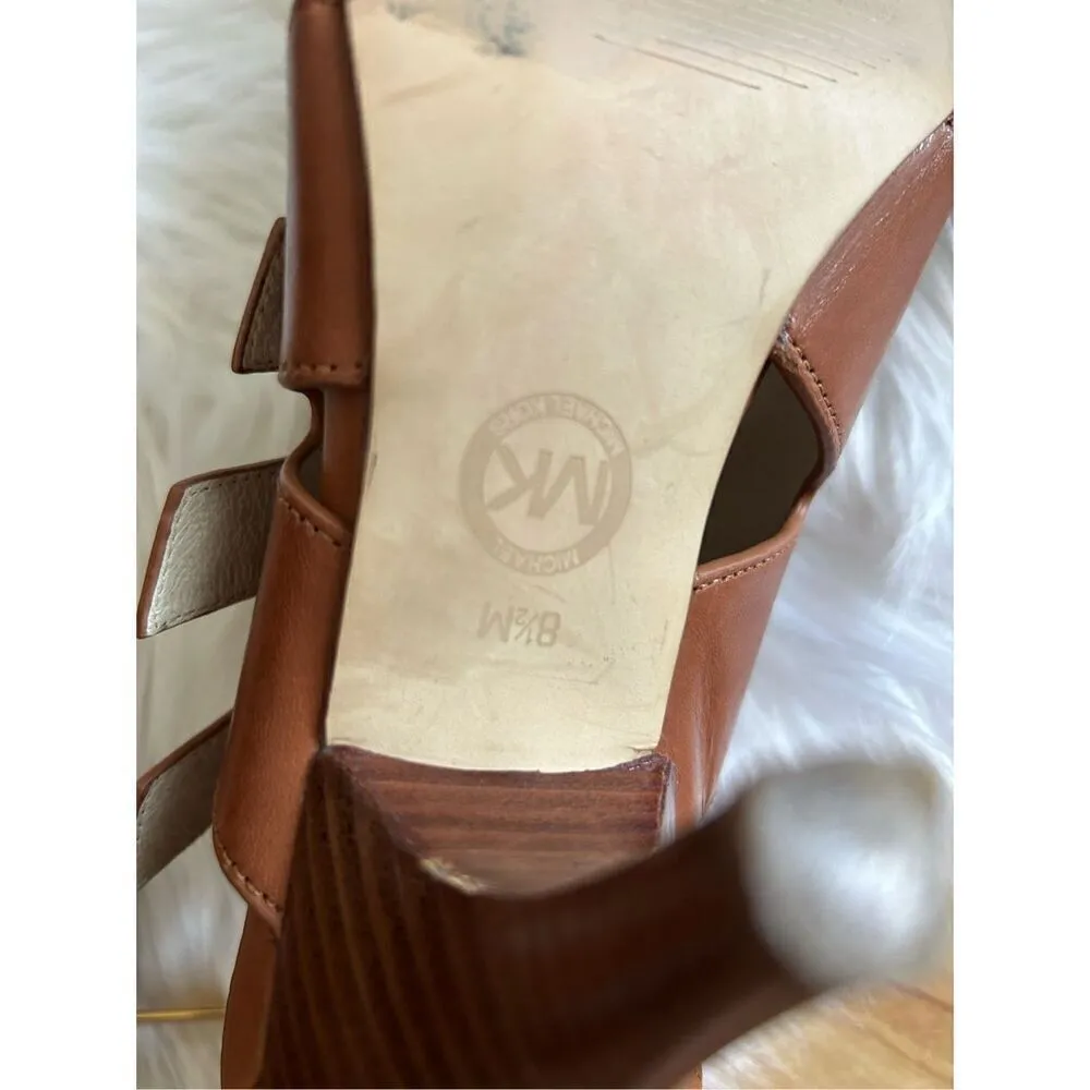 Michael kors brown leather strapped heels size 8.5 - Image 6