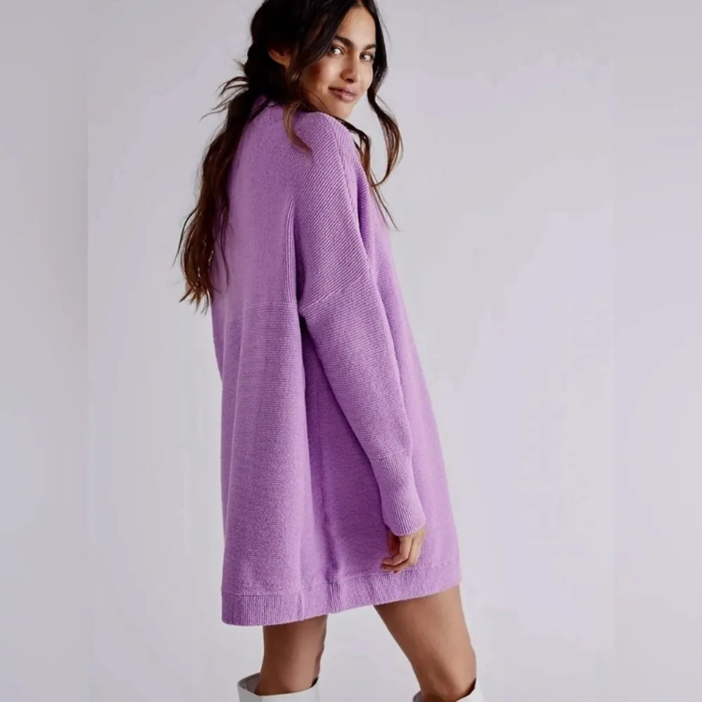 Free People Ottoman Oversized Slouchy Sweater Cowl Neck Purple Women’s Large - Image 3