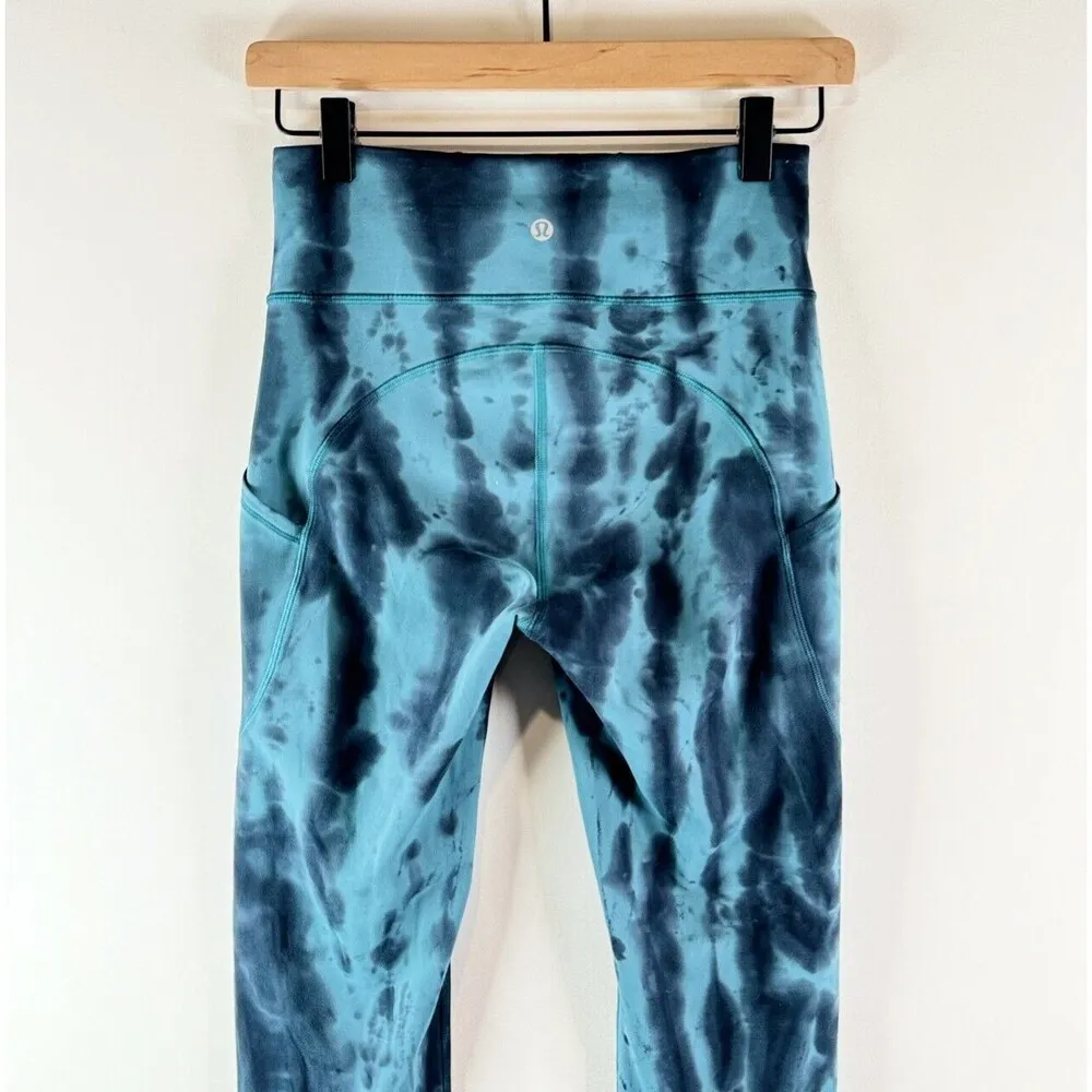 Lululemon Womens Leggings Forest Gray Invigorate Hi Rise Pull On Tie Dye Size 4 Blue - Image 8