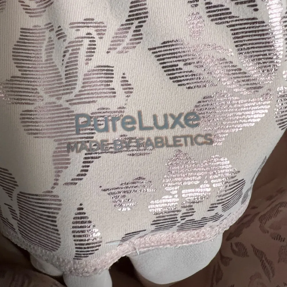 Fabletics Oasis PureLuxe High-Waisted 7/8 Leggings | Pink Floral Foil Design XXS - Image 5