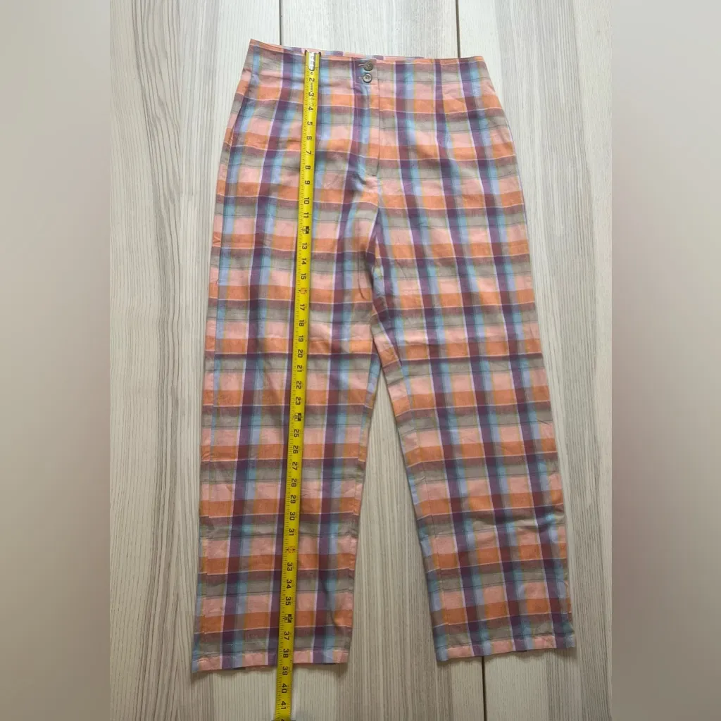 Billabong Salty Blonde Break Point Pants  Multicolor Plaid Wide Leg Pants size 3 - Image 4