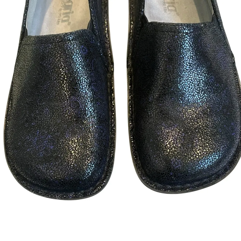 Alegria Deb-477 Black Purple Metallic Leather Slip On Clog, Sz 36 - Image 7