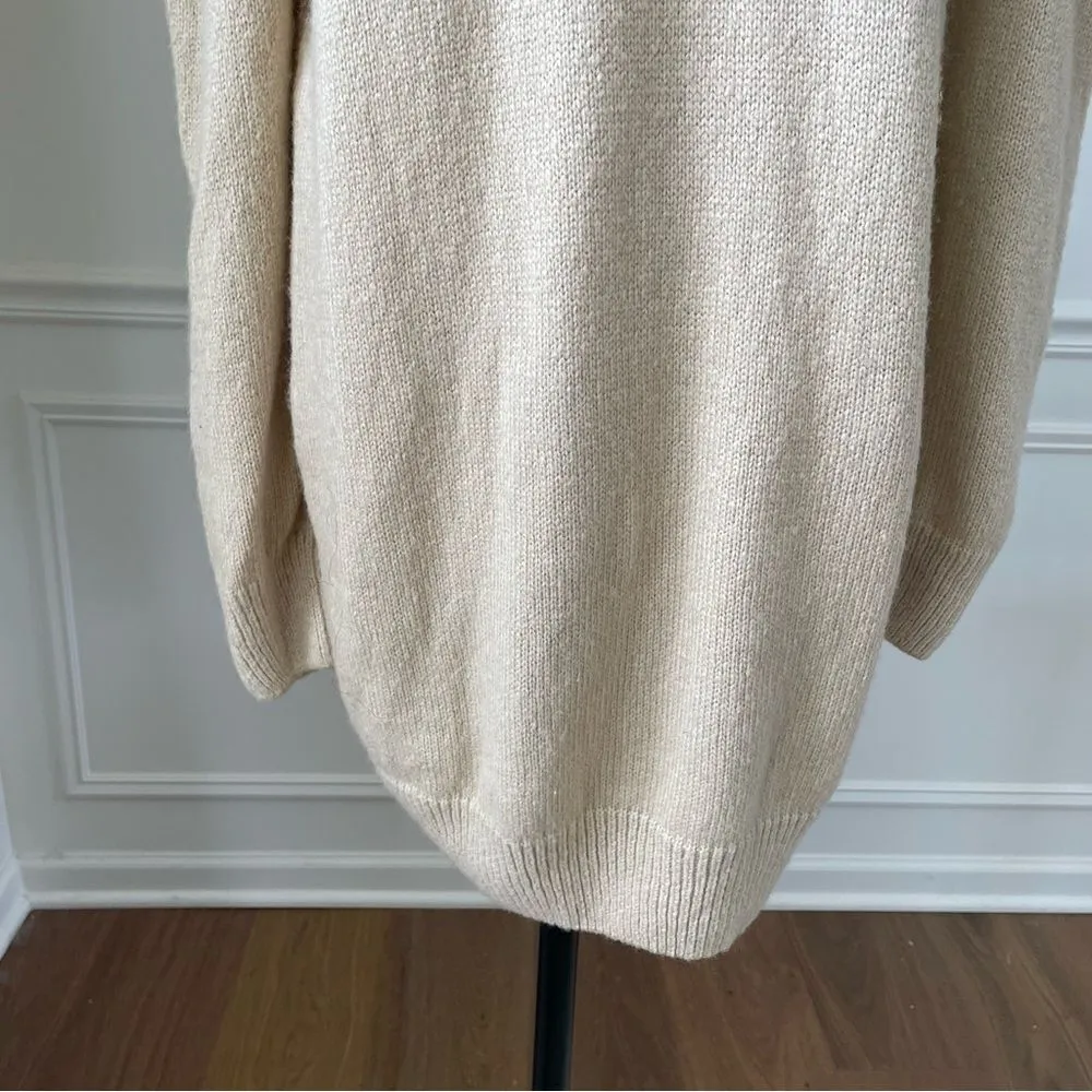 Nasty Gal Puff Shoulder Turtleneck Sweater Dress Beige Tan M - Image 5