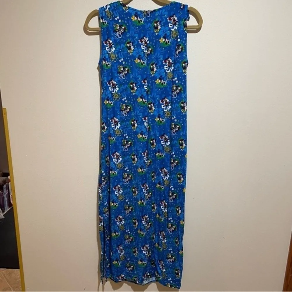 Vintage Disney Store Mickey Minnie Mouse Hawaiian Midi Dress Slit Size Small - Image 6