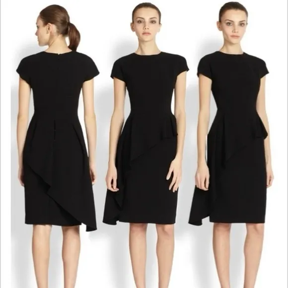 Rickie Freeman for Teri Jon Black Peplum Sheath Dress Knee Length Mini Midi 4 - Image 2