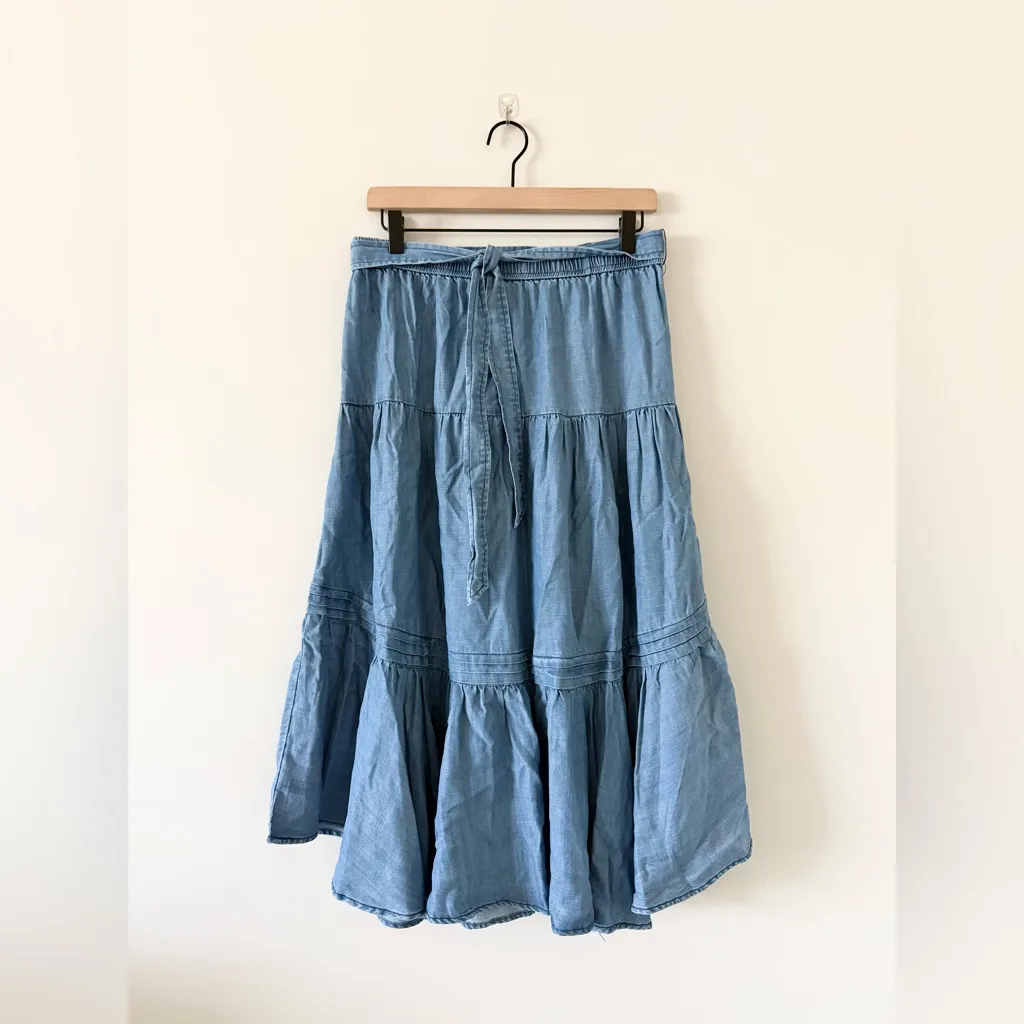 NWT Current Air Darlas Midi Skirt in Chambray Light Blue Size L - Image 2