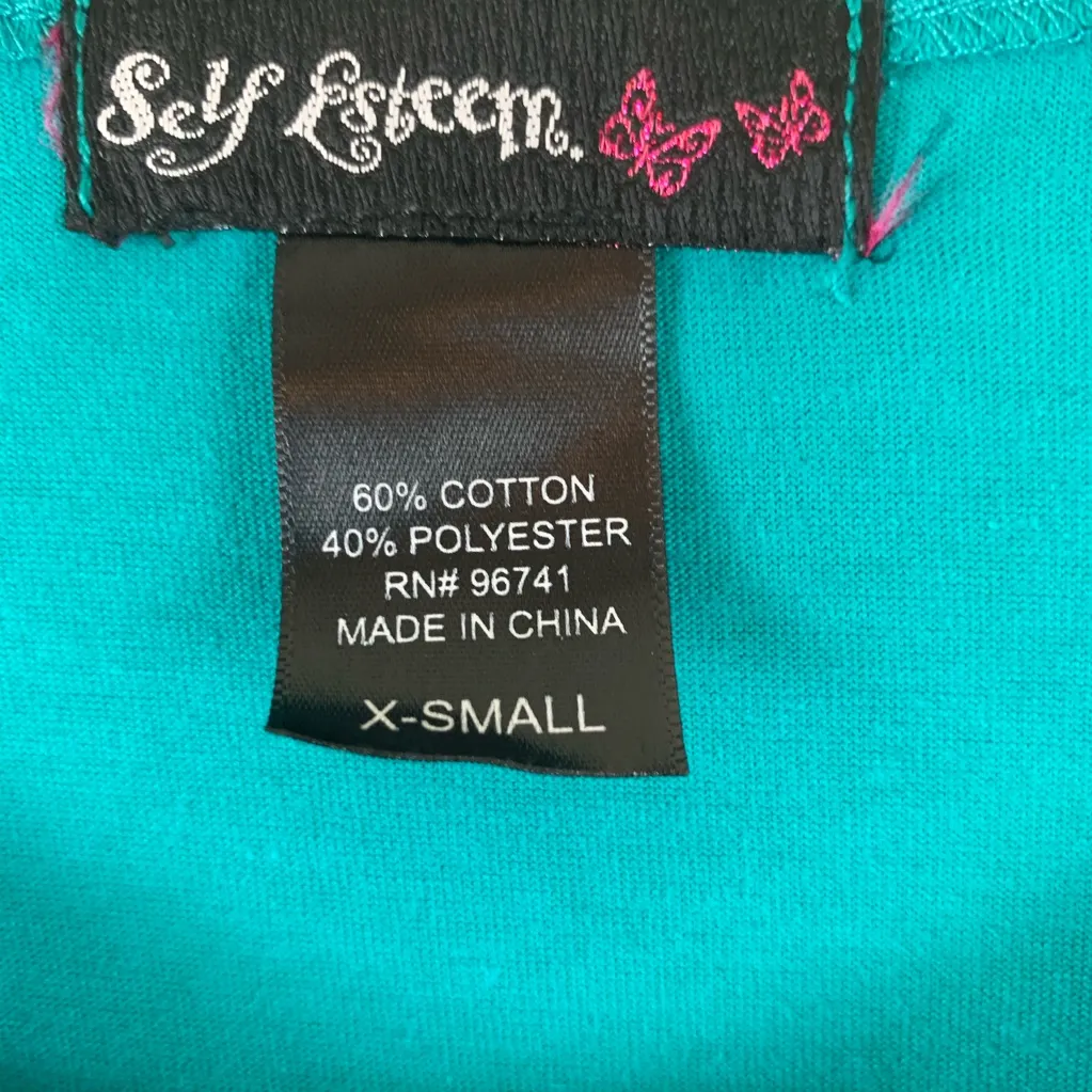 Self Esteem Chrysler Building NYC Skyline Tee Women’s XS Lapis Teal NWT - Image 4