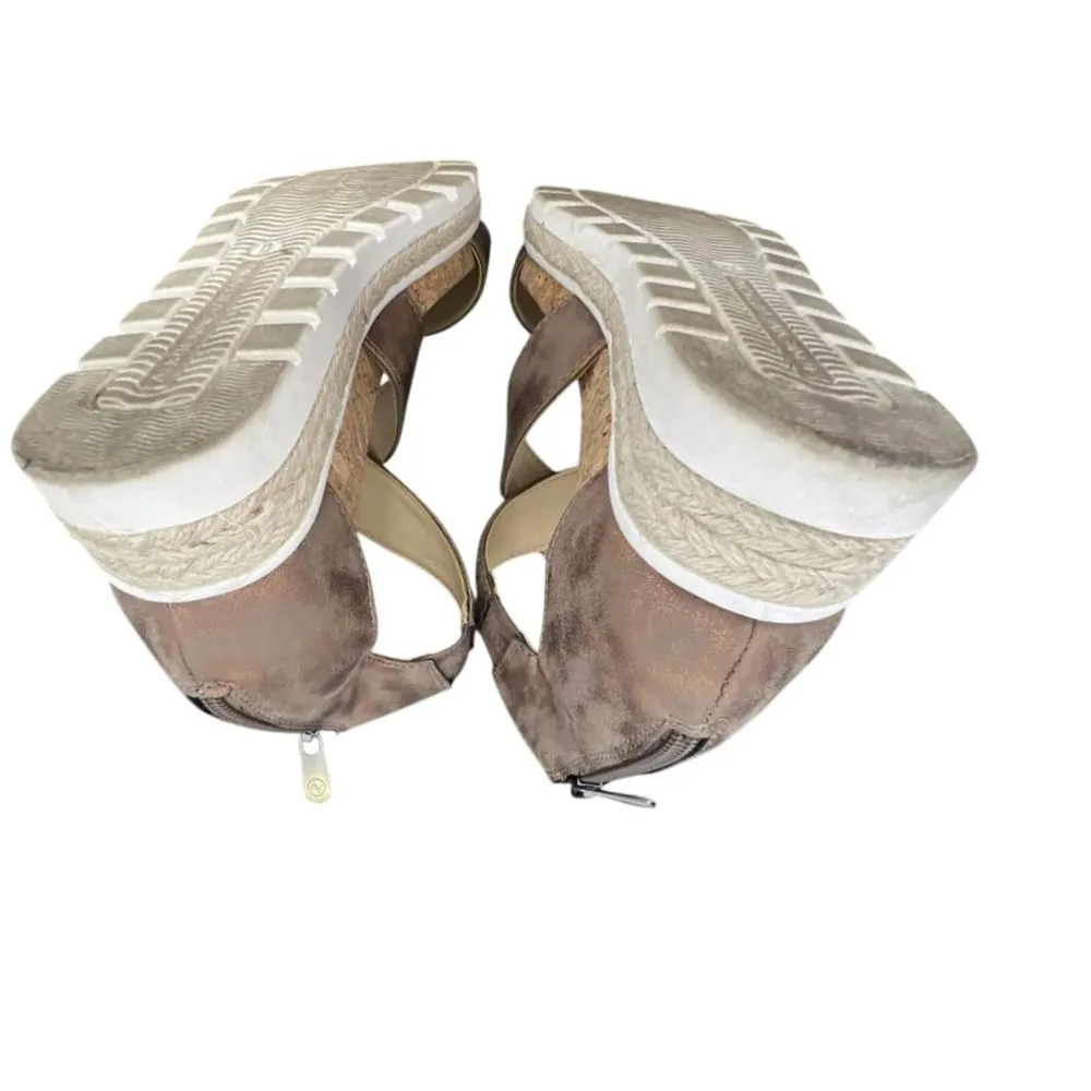 Adrienne vittafini Modern Platform Cork Sandals Strappy Gladiator Wedge Shoes 9 - Image 5
