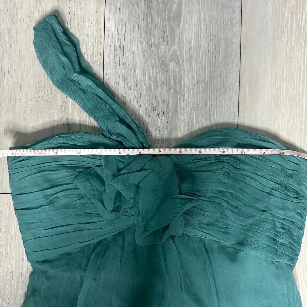 Amsale cocktail dress‎ silk chiffon formal green sexy romantic 4 one shoulder - Image 6