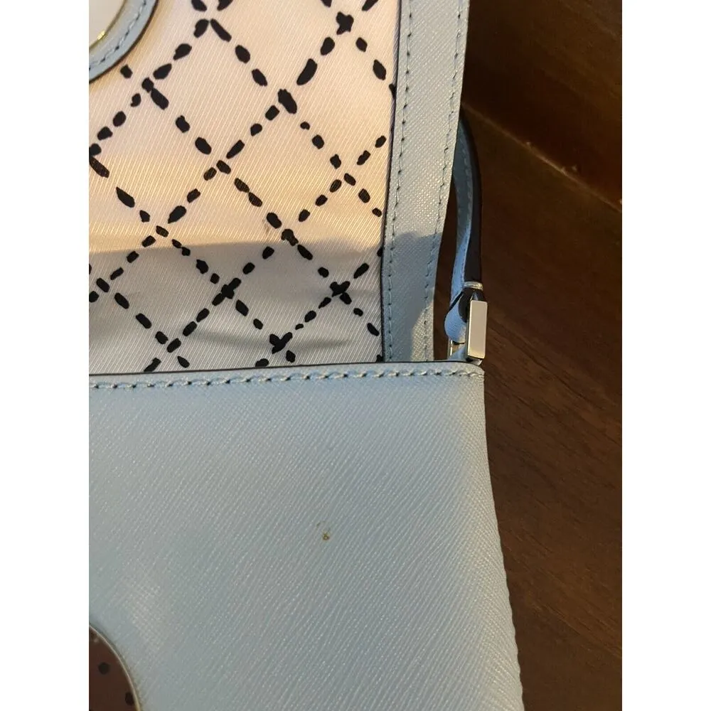 Kate Spade Crossbody Sally Newbury Lane Saffiano Leather Light Blue Chunky Clasp - Image 2