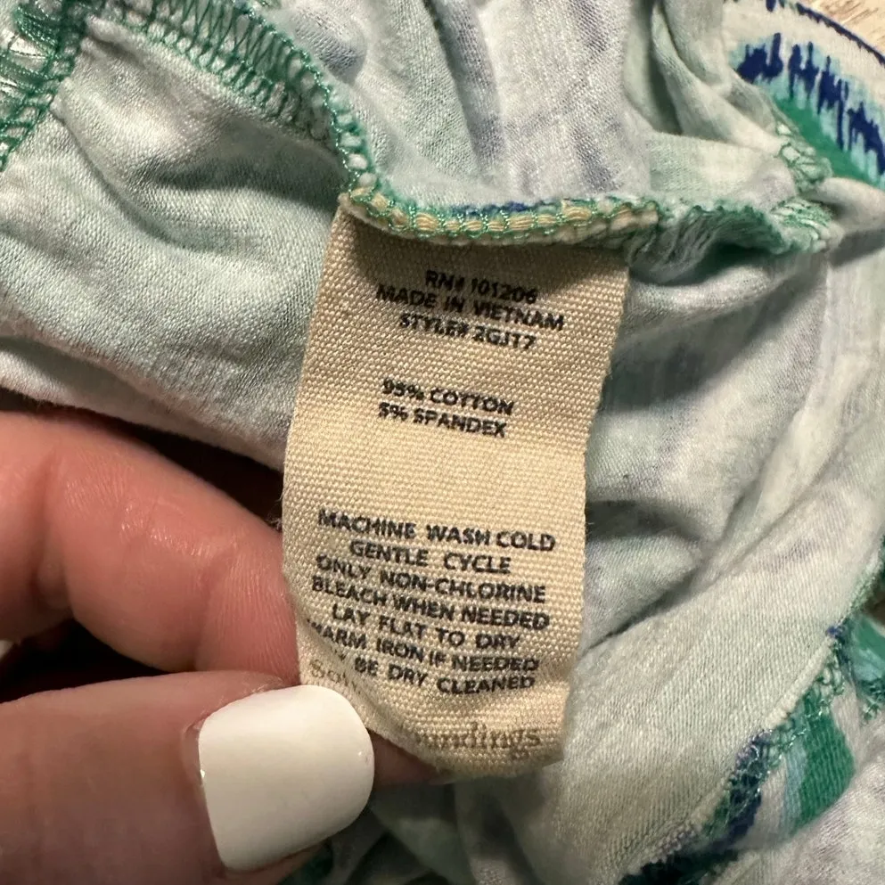 Soft Surroundings Paisley Tiered Dress XL Green Blue Coastal Midi Maxi Stretch - Image 4