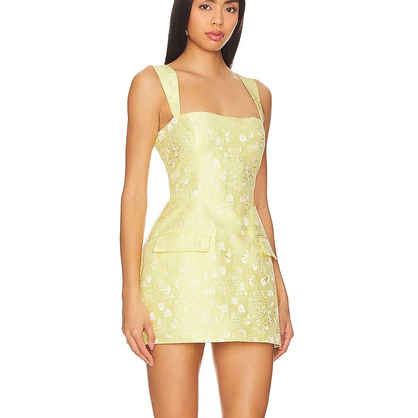 Amanda Uprichard Bethany Romper Yellow Mini Dress Size Large - Image 3