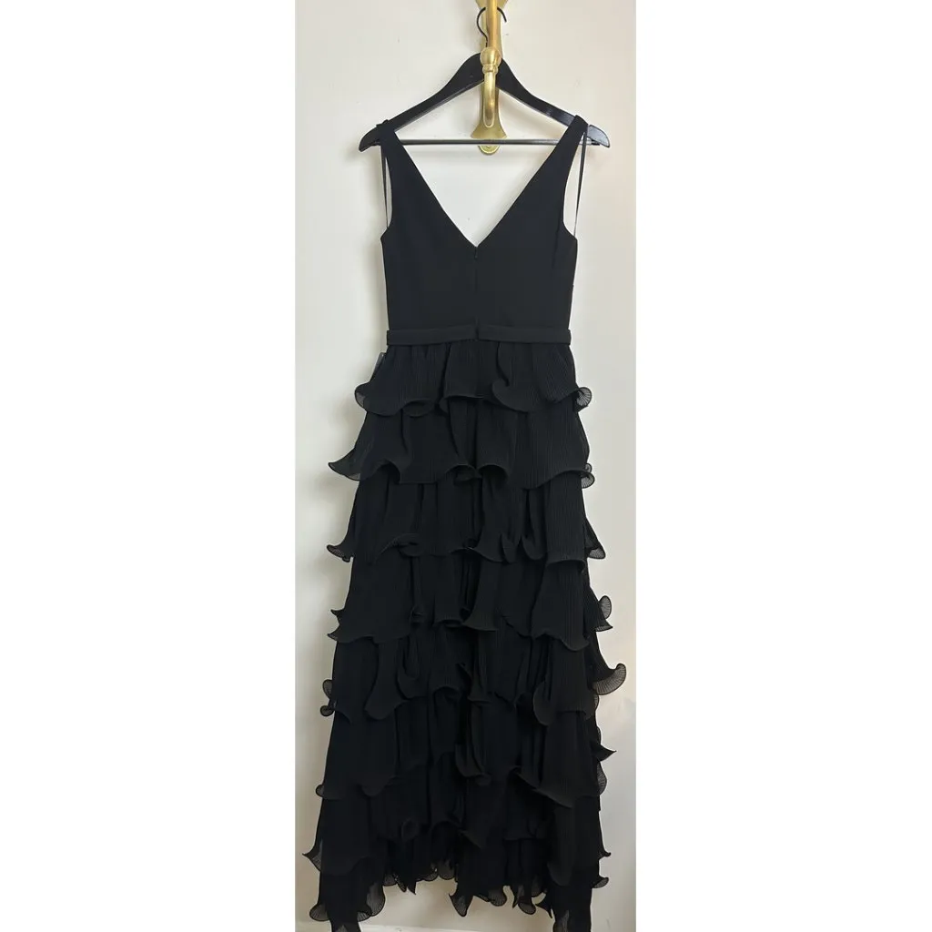 BETSY & ADAM Eleni Tiered Wire Ruffle Gown in Black Size US 6 NWT - Image 9