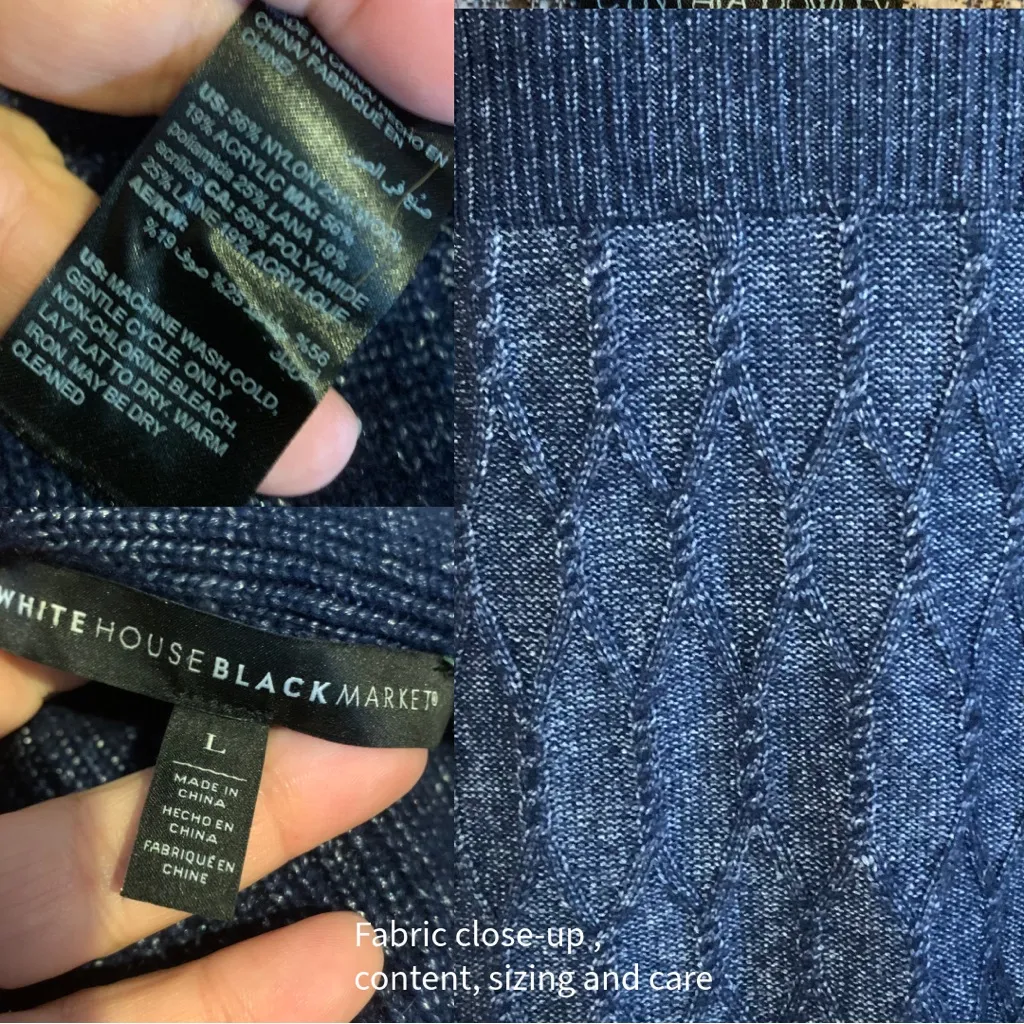 WHITE HOUSE BLACK MARKET BLUE WOOL BLEND OPEN FRONT CARDIGAN (L) - Image 11