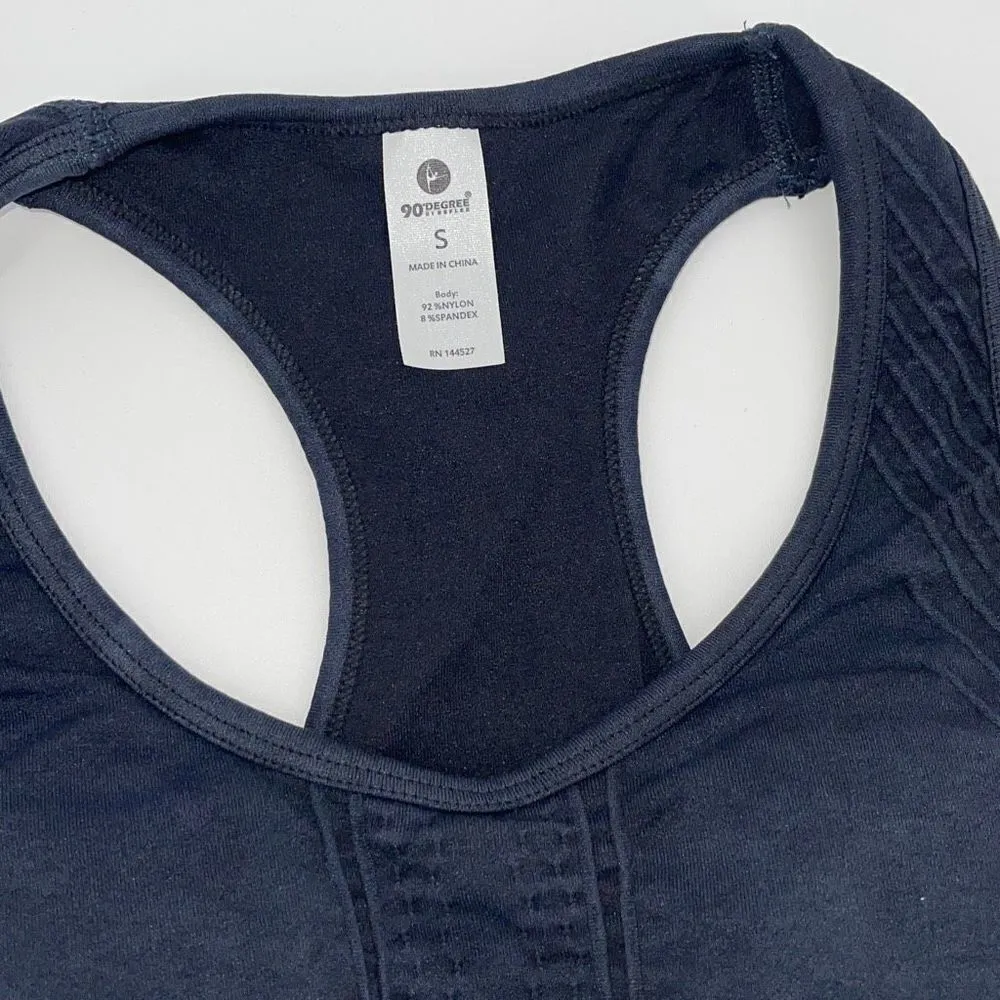 90 Degree Reflex Womens‎ Sports Bra Full Support Racerback Stretch Black Small - Image 4