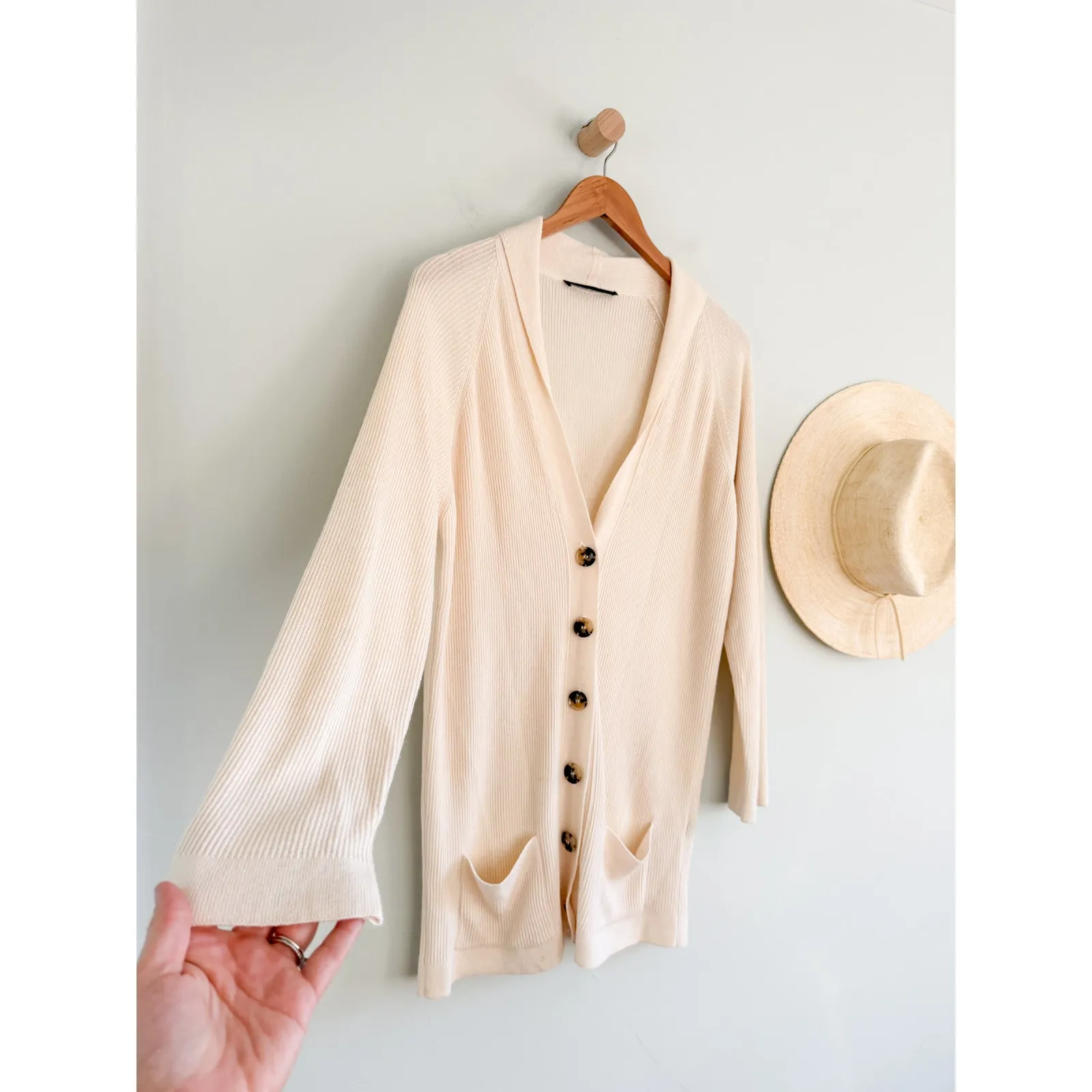 Jenni Kayne | Silk Cashmere Blend Cream Long Cardigan | Sz M Size M - Image 2