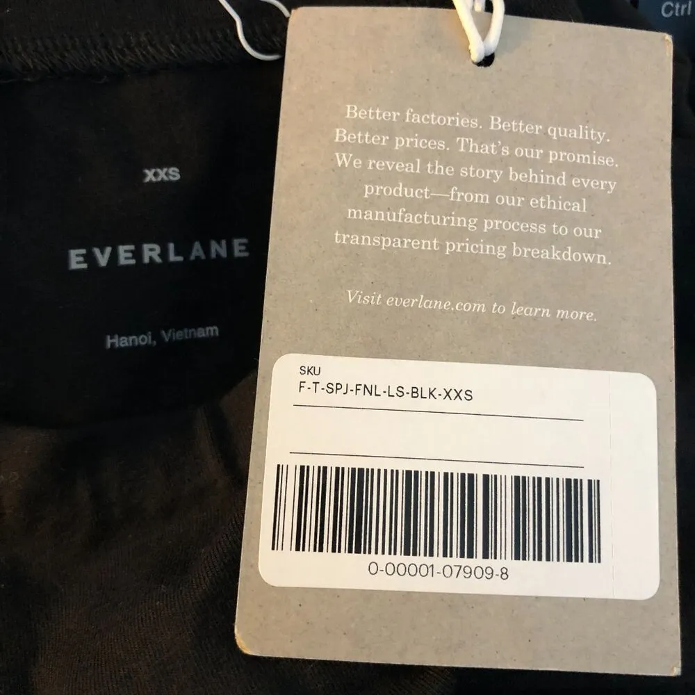 Everlane Womens The Supima Form Funnel Neck Tee Top Long Sleeve Black XXS - Image 6