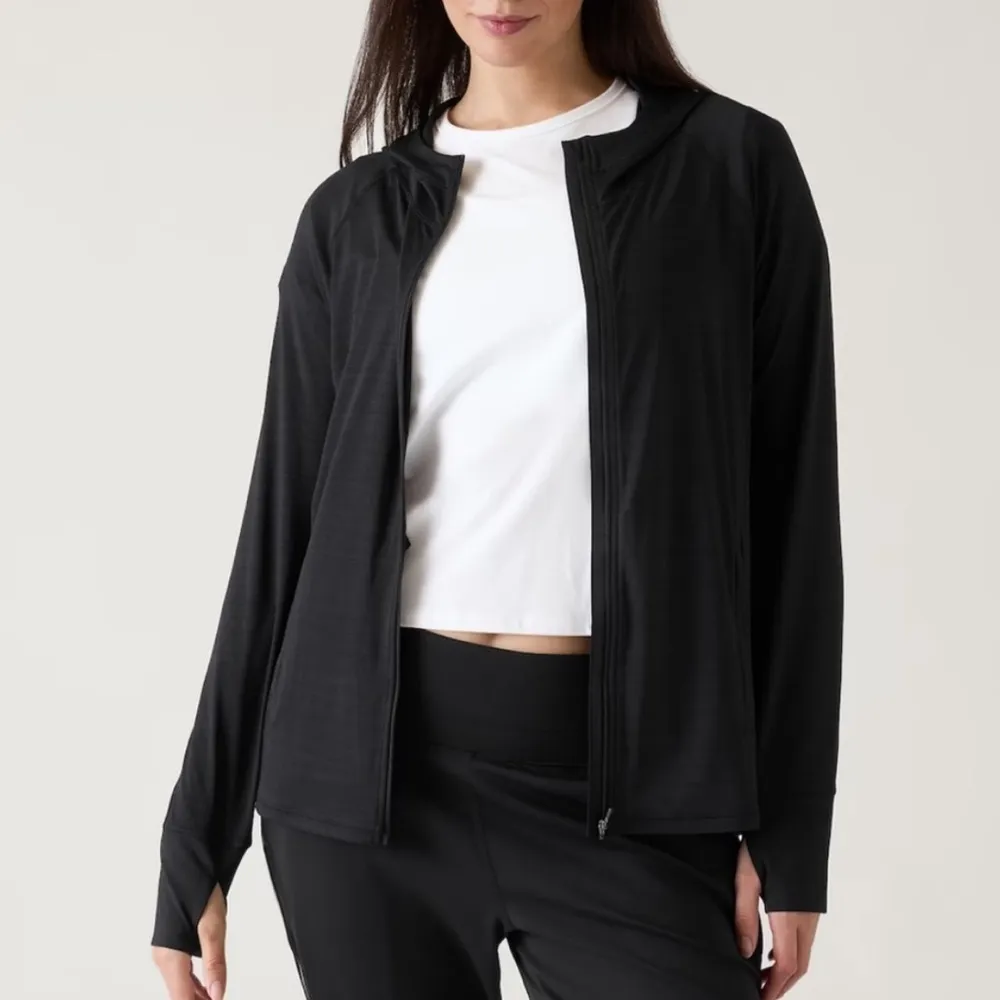Athleta Pacifica‎ Illume UPF Relaxed Jacket Full Zip Black Small - Image 3