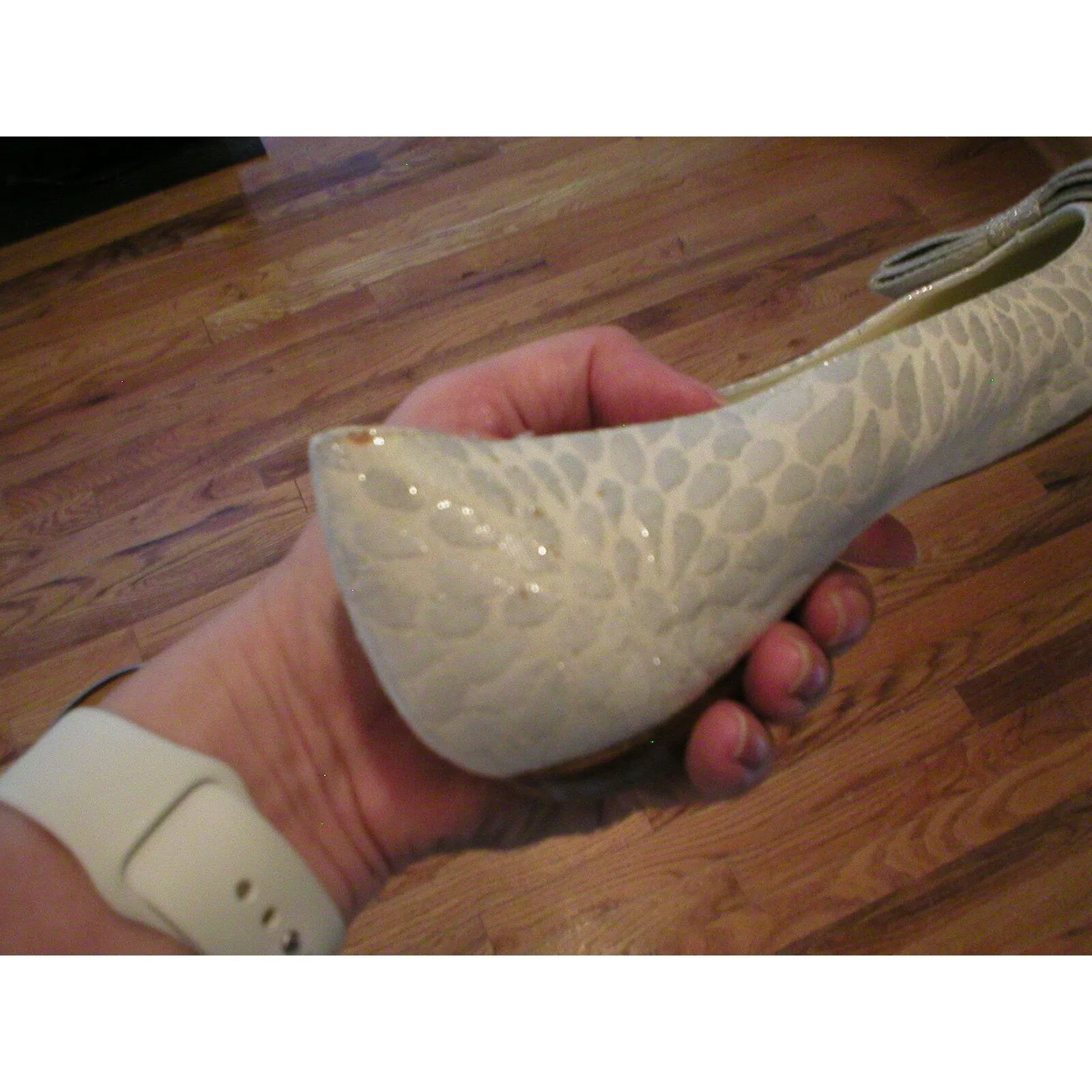 New Bettye Muller Womens 38.5 Designer Italy 8.5 Flats White Silver Rainrop Shoe - Image 10