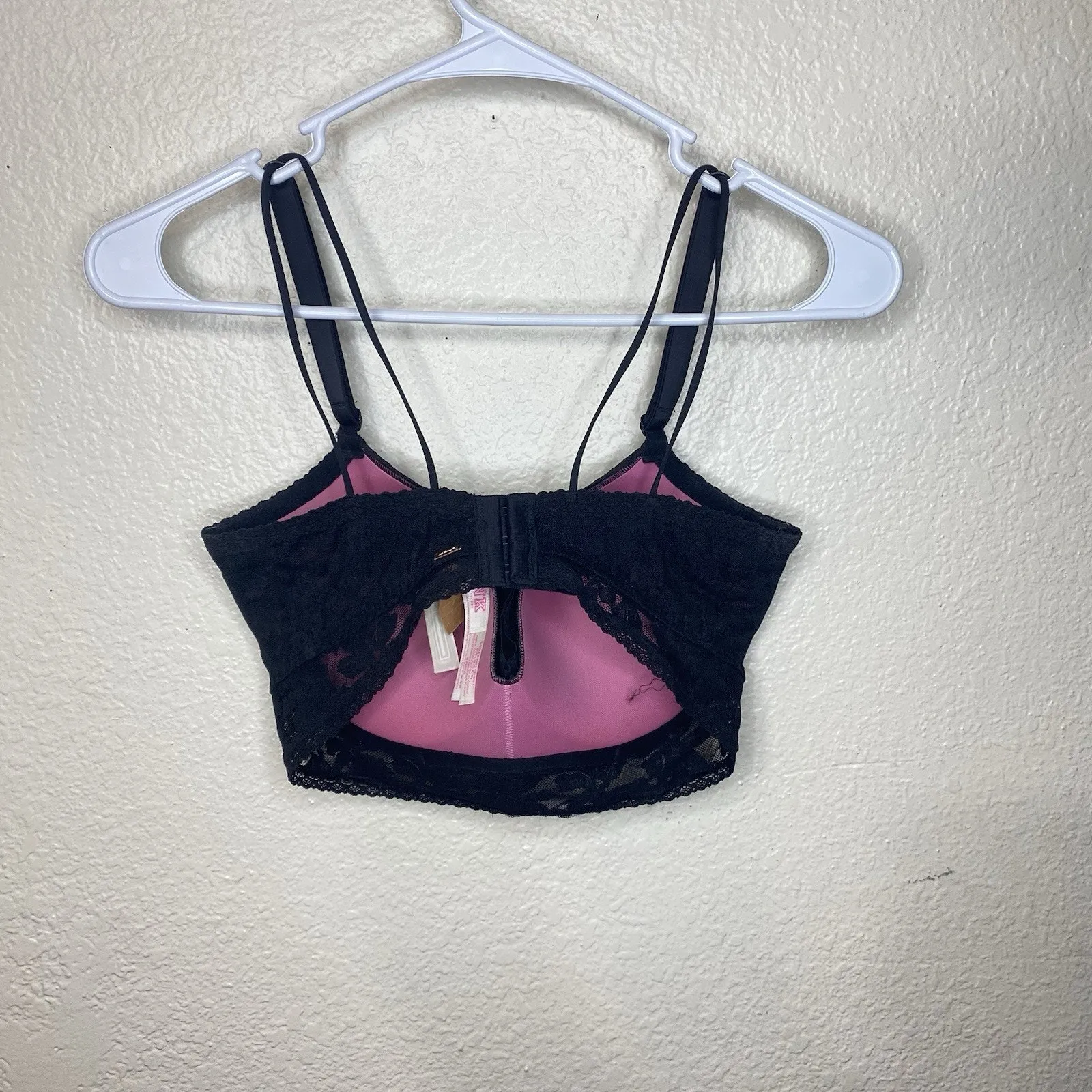 Victorias Secret PINK Lace Push Up Bra Bralette Black Size S - DD NWT - Image 2