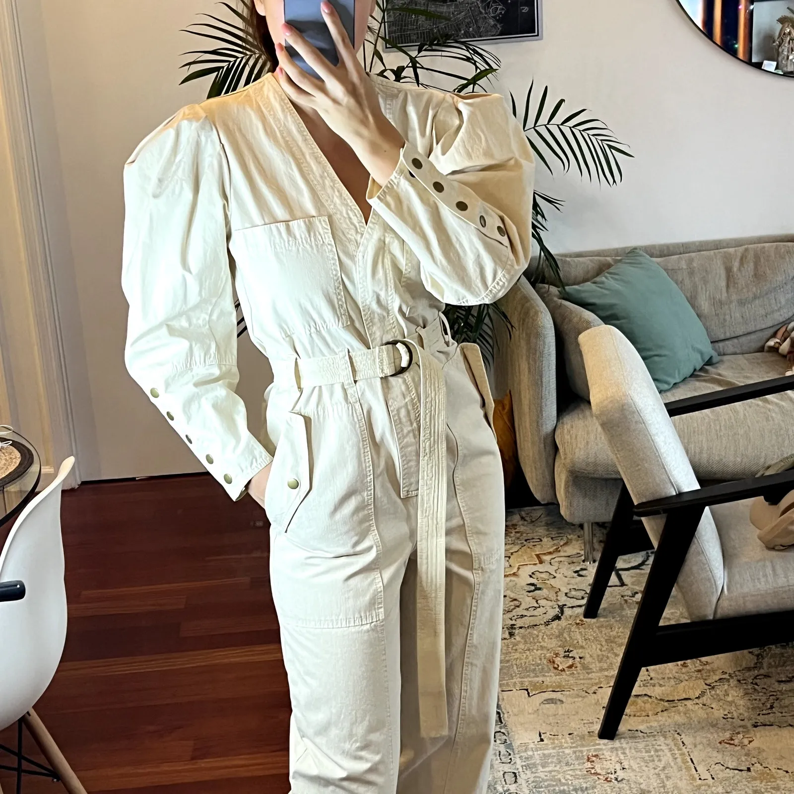 Ulla Johnson Levi Jumpsuit Brazilian Sand Size 2 100% cotton - Image 3