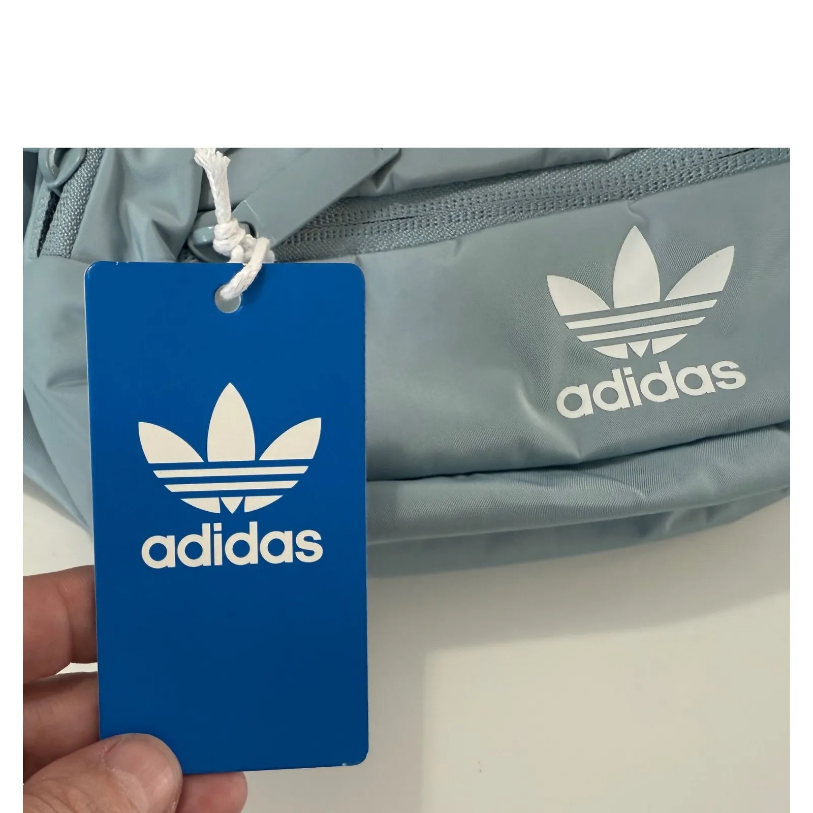 NWT‎ Adidas Originals Trefoil Belt Bag | Light Blue | White Logo | Adjustable - Image 2