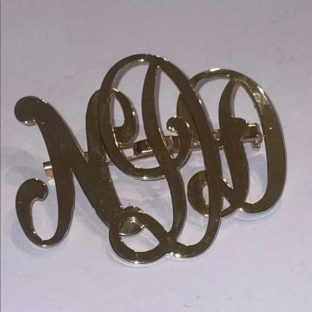 NDD Vintage Gold Tone Monogram Brooch - Image 2