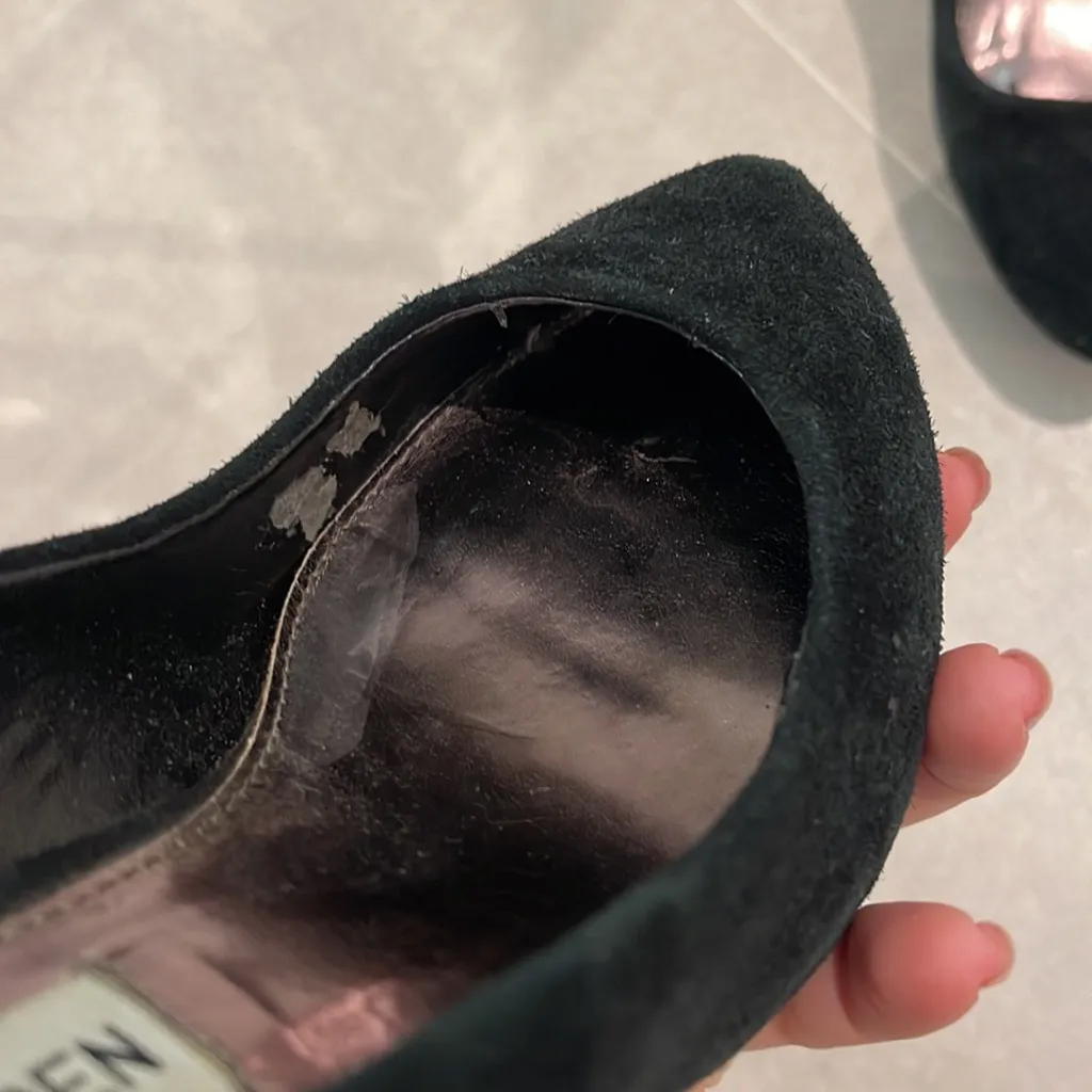 Steve Madden women size 5.5 black suede alike closed shoes kitten heel - Image 12