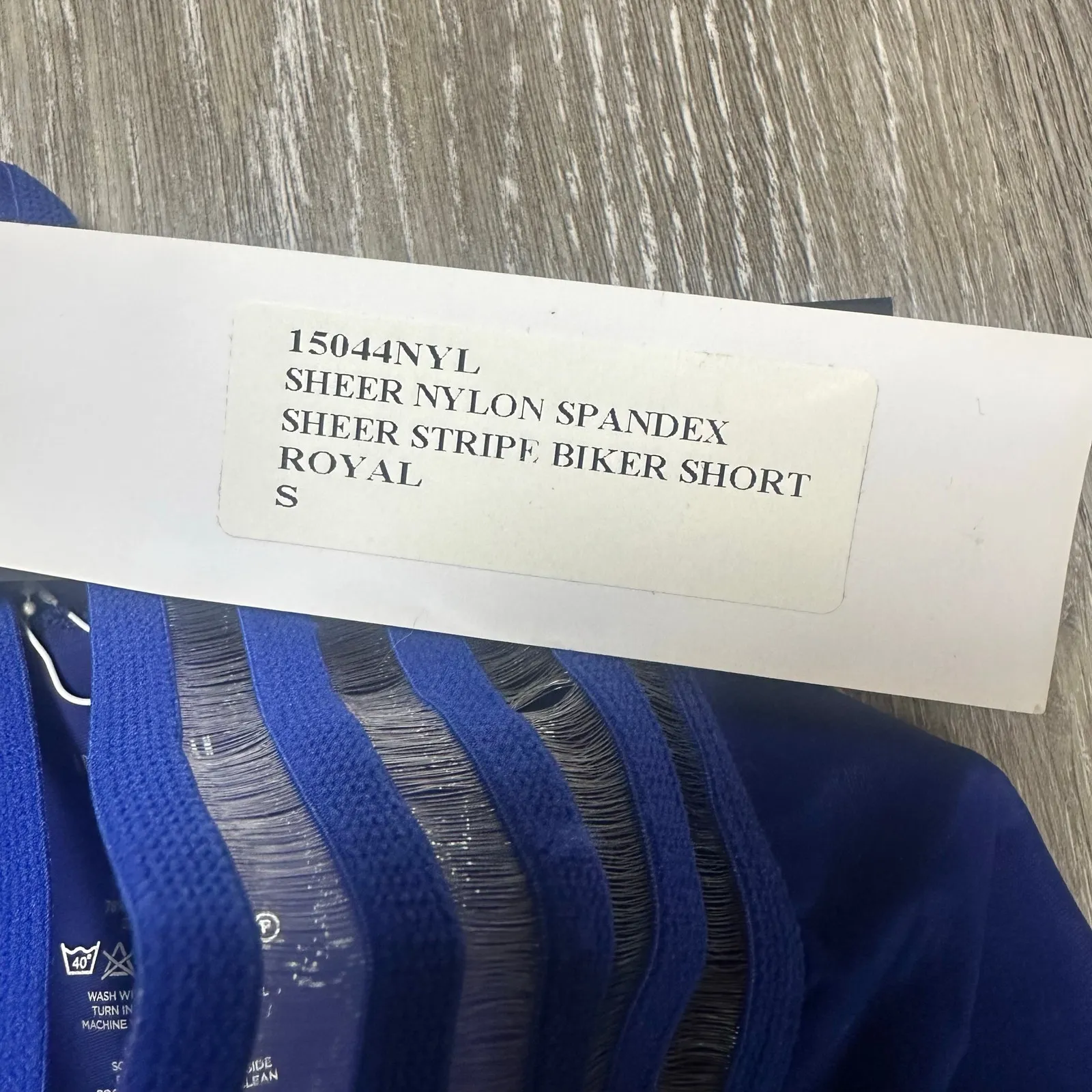 Adam Selman Sport Sheer Stripe Nylon Spandex Biker Shorts Royal Blue NEW - Image 5